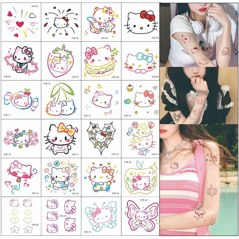  Hellokitty Cánh Tay Hoa Hình Xăm Miếng Dán Hoạt Hình Full Cánh Tay Nam Nữ Chống Nước Lâu Dài Chống Mài Mòn Cá Tính Hình Xăm Miếng Dán 