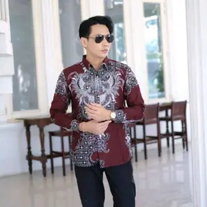Baju Kemeja Batik Pria Lengan panjang Size M, L, XL, XXL  Atasan pakaian kantor kerja motif mewah