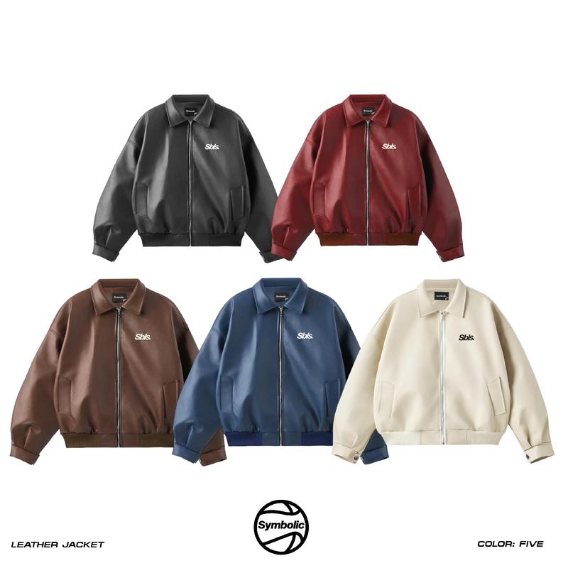 Symbolic Áo Khoác Da Leather Jacket Pu Premium Chống bám bụi bề mặt bóng nhẹ sang trọng