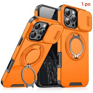 Funda magnética multifuncional con soporte para anillo giratorio, funda antideslizante de borde completo para teléfono móvil, funda protectora para teléfono a prueba de golpes Compatible con iPhone, carcasa