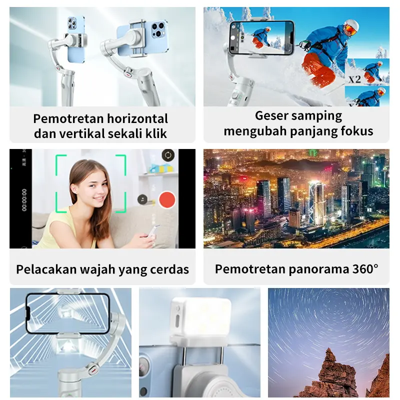 【COD】Jovitech New Gimbal Stabilizier GS08 Smart AI Pelacakan Wajah Cerdas Tripod Tongsis Selfie Stick Smartphone Face Tracking 3