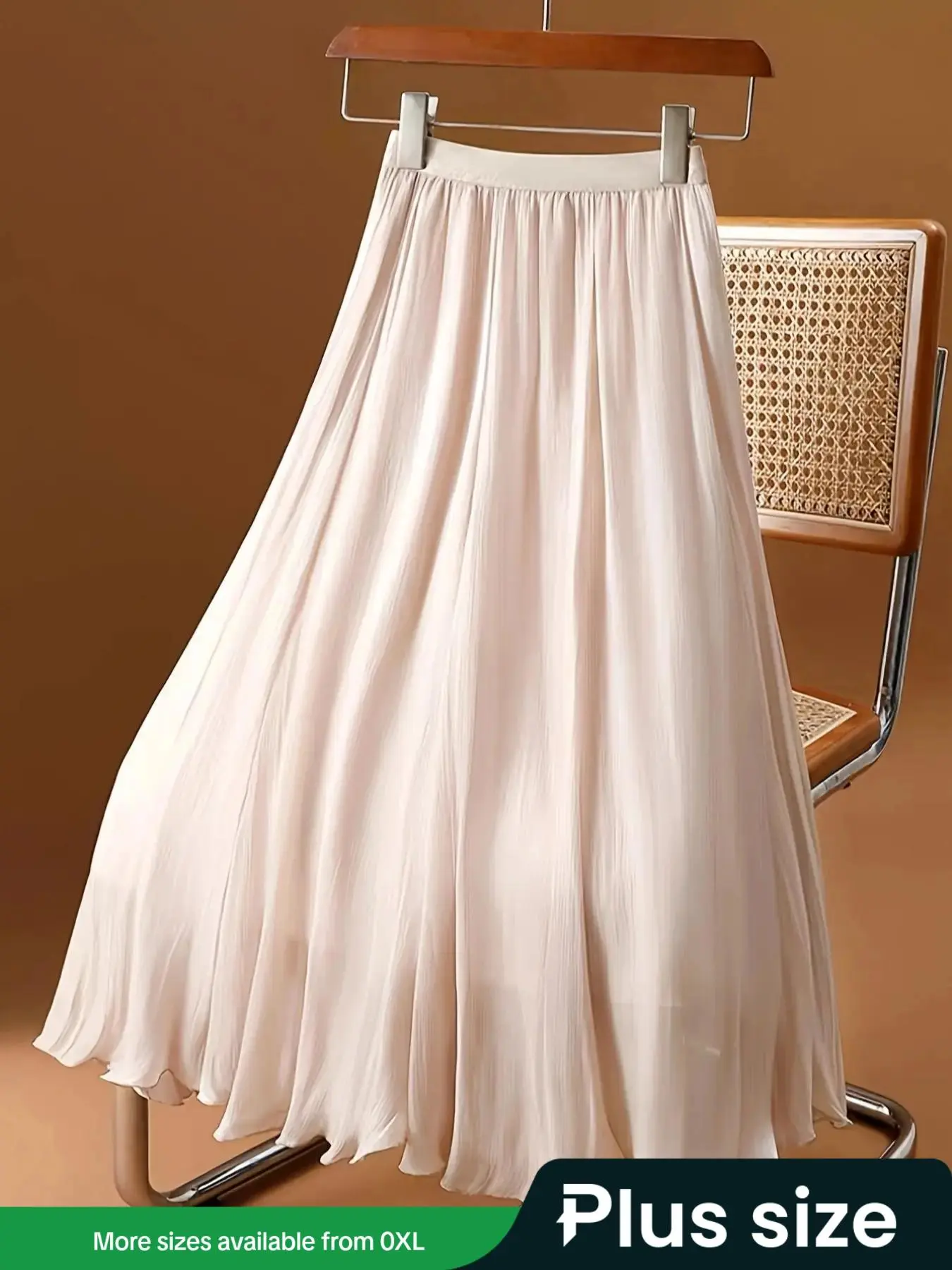 【Plus Size】 Solid Color A Line Skirt, Elegant Fashion Casual Midi Skirt for Daily Outdoor Wear, Women Plus Clothing for Summer
