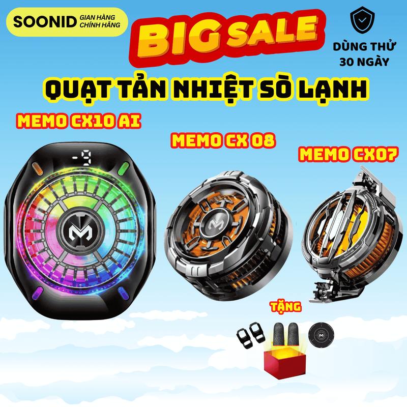 Quạt Tản Nhiệt Điện Thoại Sò Lạnh MEMO CX10 AI CX08 CX07 – Hiển Thị Nhiệt Độ LED Đèn RGB Làm Mát Cực Nhanh