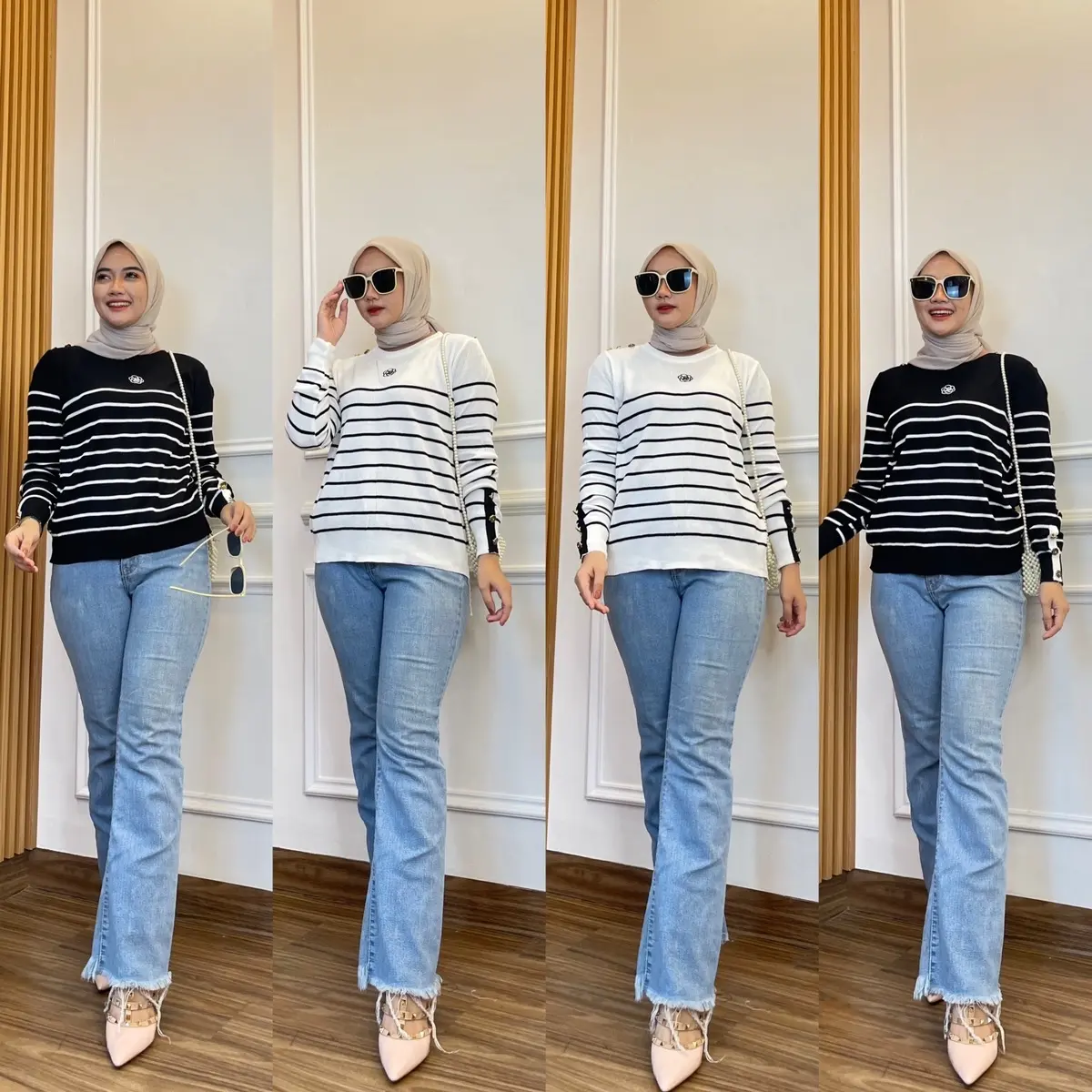 Top Rajut Import Setrip Atasan Baju Wanita