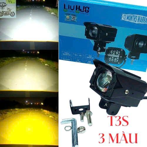 Đèn Trợ Sáng T3S - 3 màu bản nâng cấp của T2s  Hàng Cao cấp, Có đường cắt chống chói, Có pha màn chập, Công suất 48w.Lắp xe tải, ô tô, xe máy Phụ Tùng Phụ Kiện