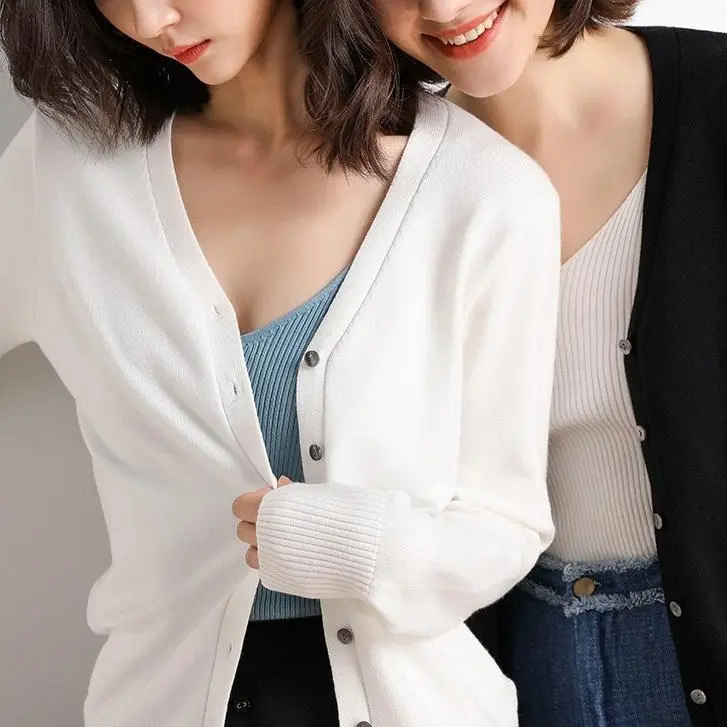 cardigan knit wanita lengan panjang V-neck bahan premium  D02 3