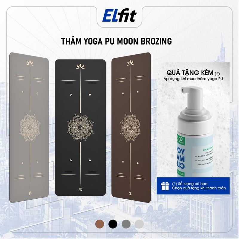 Thảm Tập Yoga Gym Định Tuyến YOGA Pu Cao Su IN LỤA Moon Brozing Kẻ Vàng Cao Cấp