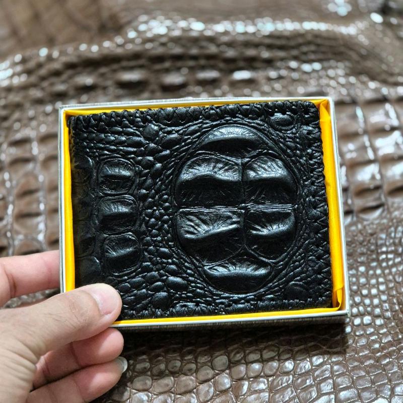 VÍ NAM BÓP NAM DA BÒ DẬP VÂN CÁ SẤU, tặng kèm móc khóa _ ví da được bảo hành lên đến 1 năm, Kem Hoa