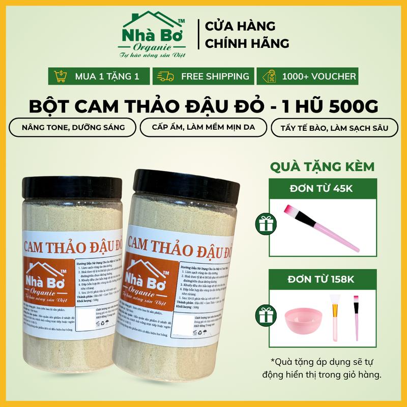 #1 Bestseller Bột Cam Thảo Đậu Đỏ - Bột Dưỡng Trắng Da Nhả Nắng | Nhà Bơ Organic - Mặt Nạ Dưỡng Da Mặt và Body