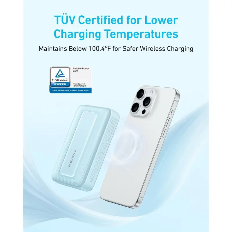 Pin Sạc Từ Tính Anker Zolo, A1684, Sạc Cầm Tay Không Dây Nhỏ Gọn 10.000mAh, Sạc Nhanh 30W, Thân Thiện Với Da, Gói Pin Bền, Tương Thích Với Nhiều Thiết Bị 8