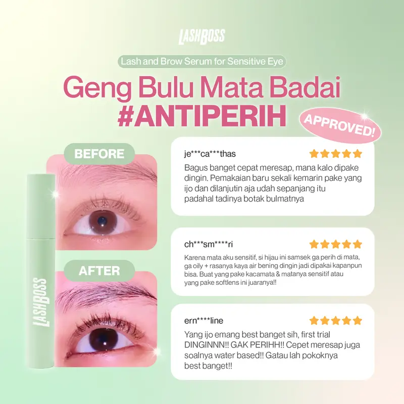 LashBoss Lash and Brow Serum for Sensitive Eyes (Gel-Based) Serum Penumbuh Bulu Mata dan Alis untuk Mata Sensitif yang bisa Membantu Perawatan Eyelash tanpa Maskara Serum Bulu Mata 4