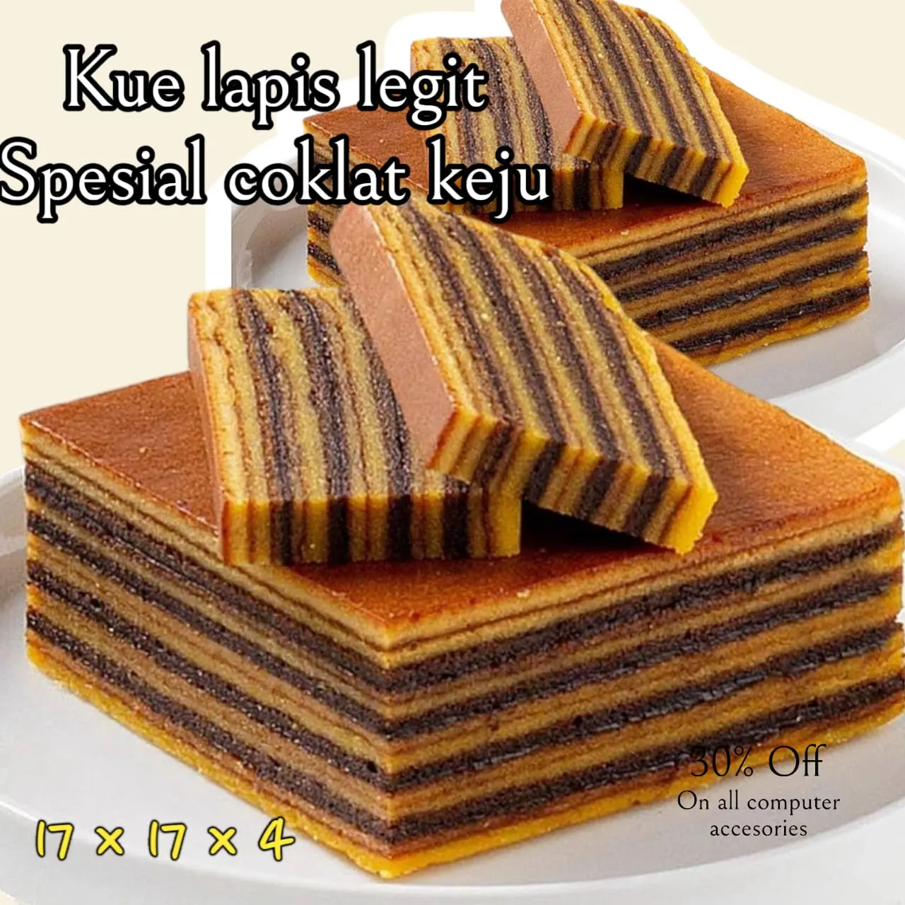 KUE LAPIS LEGIT COKLAT 17 x 17 spesial telur kampung original wjsman 10% HALAL