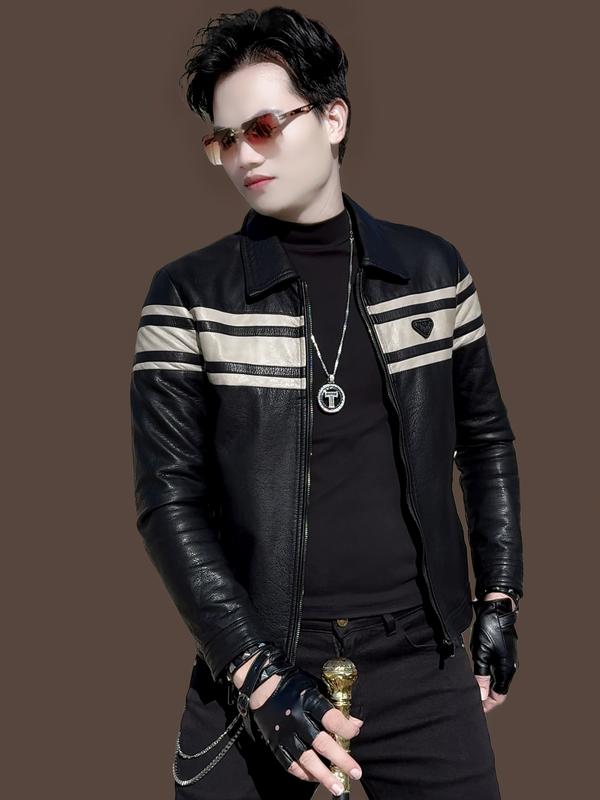 Áo Khoác Da Nam May Bách Cổ Bẻ Cao Cấp Fom Ôm Body Lót Nỉ Túi Khoá Kéo Dành Cho Nam Phong Cách Sang Trọng