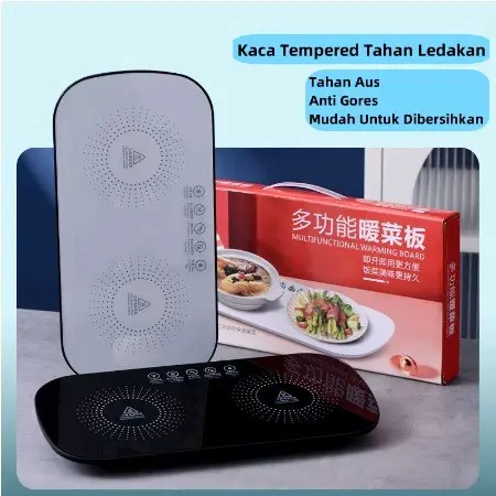 10 Detik Pemanasan Cepat Papan Penghangat Makanan Multifungsi Cerdas Suhu Konstan Baki Penghangat Makanan Piring Penghangat Hitam Listrik 4