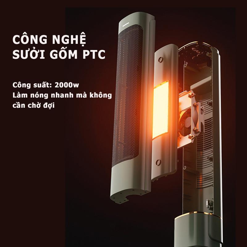 Quạt sưởi gốm Qcooker，máy sưởi cây CÔNG SUẤT LỚN 2000W sưởi gốm，PTC Ceramic không khô da 7