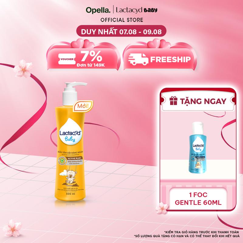 Sữa Tắm Gội Hằng Ngày Cho Bé Lactacyd Baby Active Play, Giúp Đề Kháng Da Và Bảo Vệ Bé Khỏi Vi Khuẩn 500ml
