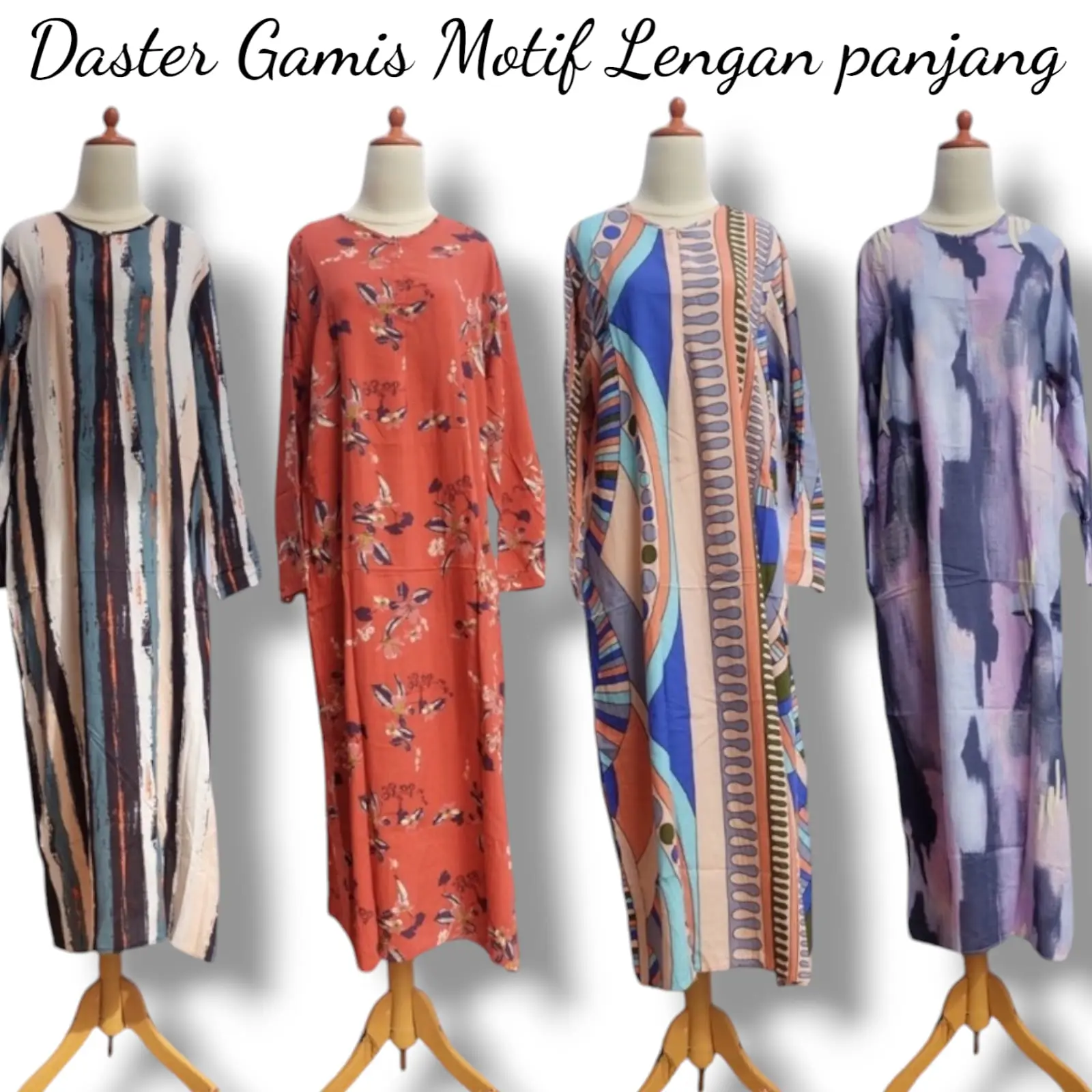 Daster Motif Lengan Panjang Rayon Premium dengan Kantong dan Resleting - Busui Friendly - Wanita, Muslim