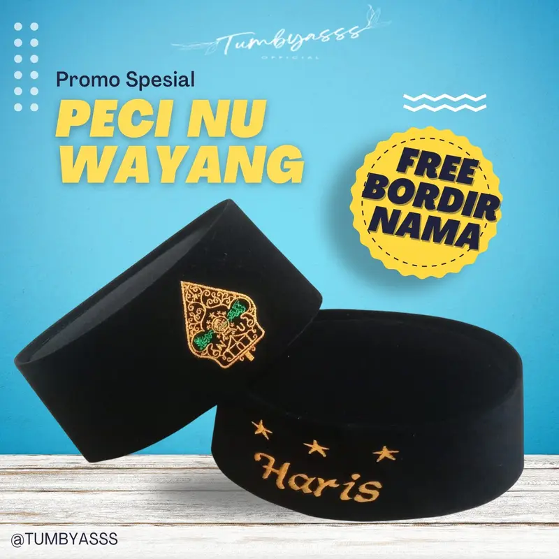 TUMBYASSS Peci NU Wayang FREE BORDIR NAMA Peci Anak Murah 0