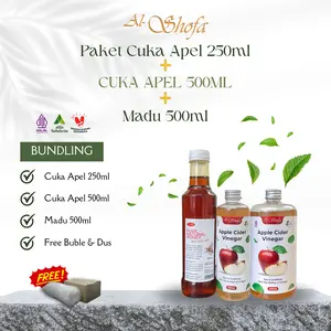 Cuka Apel 500ml + Cuka Apel 250ml + Madu Al Shofa 500ml Free Kardus dan Bubble