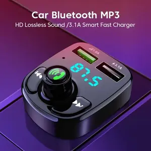 LED MP3 Car Bluetooth FM Hands-Free Bluetooth-compaitable 5.0 Transmitter 3.1A QC3.0 PD Type C Dual USB Car Charger