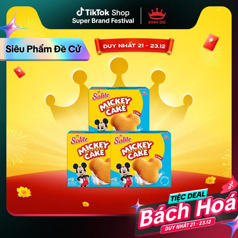 Special edition Bánh Bông Lan Solite Phiên Bản Mickey Vị Vani Combo 3 hộp x 180g