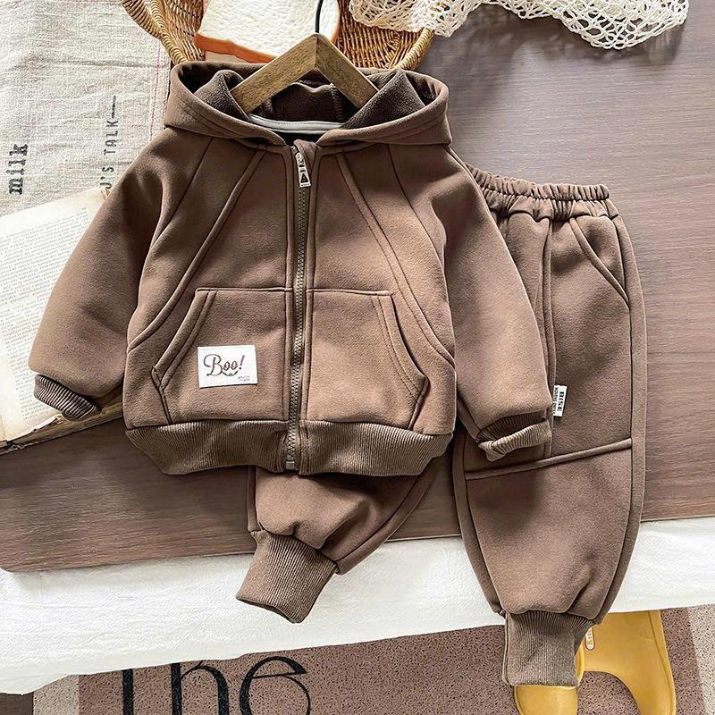   HÀNG QCCC Bộ nỉ HOODIE lót lông cừu chữ Boo,thể thao kéo khóa,QC cao cấp cho bé đi học ,đi chơi size 9-20kg 