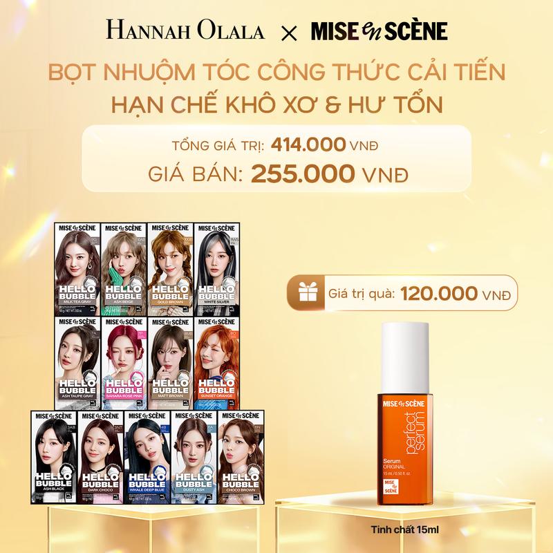 Mise en scène x Hannah -  Phiên bản mới  Nhuộm tóc mise en scène Hello Bubble 100g công thức cải tiến dạng bọt bền lâu tan tông màu xu hướng 