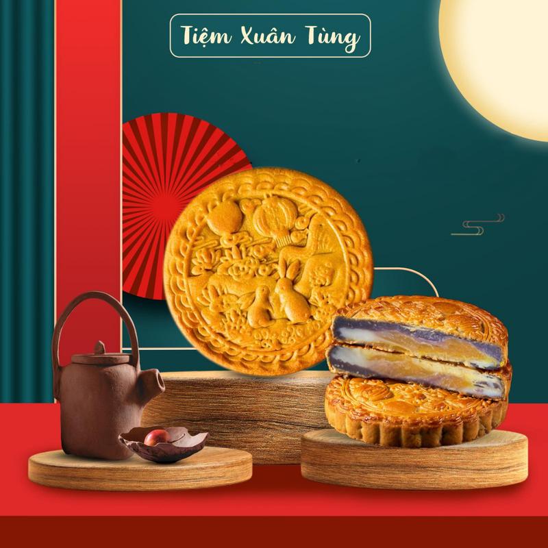  Combo 2 bánh nướng trung thu mochi nướng trứng đủ vị 300gr Xuân Tùng 