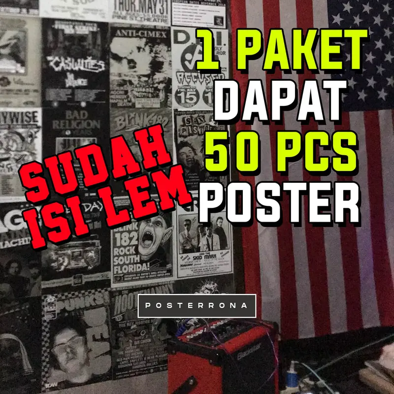 [50 PCS] Poster Stiker Monochrome Band Rock/Metal/Punk/Hardcore/Skinhead - Kertas Art Album Series Polaroid 0
