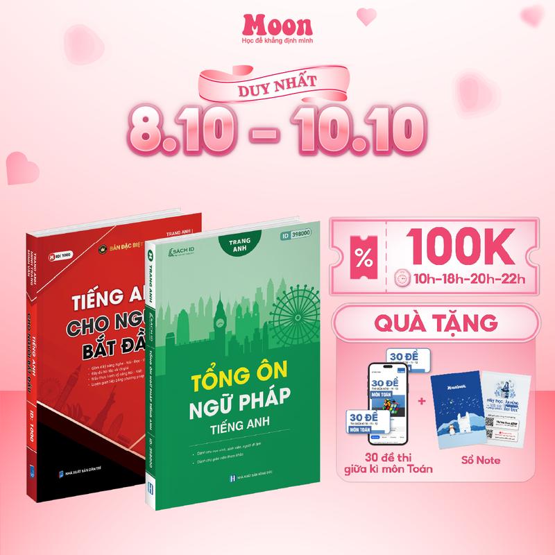 Combo sách lấy gốc ngữ pháp Tiếng anh từ 0 đến 8+ moonbook