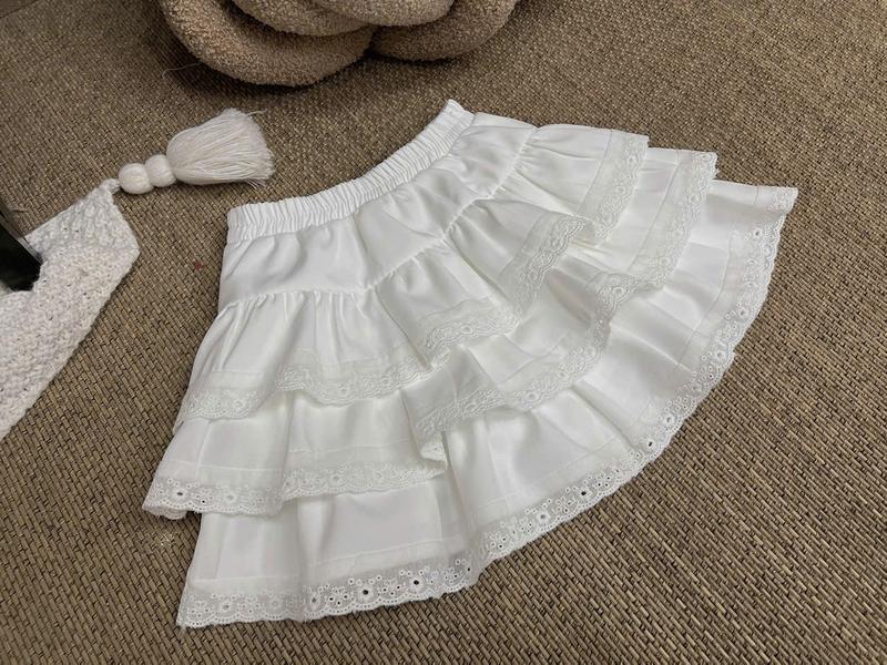 Chân Váy Lẻ Ba Tầng Nhiều Màu Phối Ren 70G Dành Cho Bé Gái