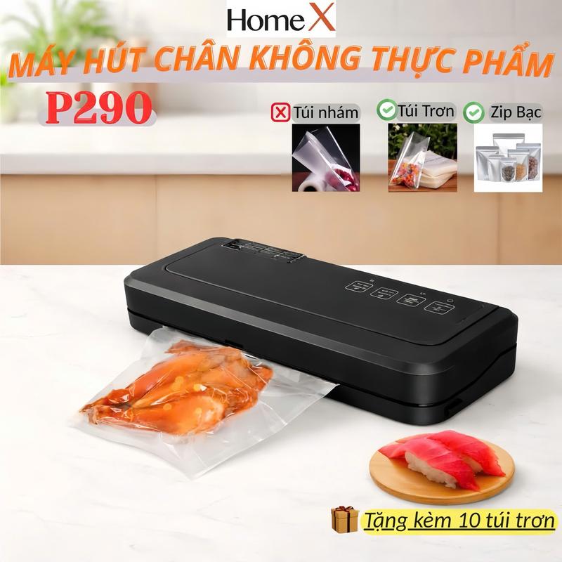    P290    KHÔNG KÉN TÚI  Máy Hút Chân Không Bảo Quản Thực Phẩm Hút Được Túi 2 Mặt Trơn Hút Được Đồ Khô Và Đồ Ướt 