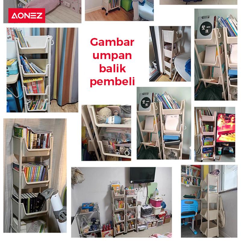 Product Introduction of 【COD 24h shipping】AONEZ Rak Buku Berkapasitas Besartempat Penyimpanan Alat Tulistempat Penyimpanan Mainantroli Beroda 11