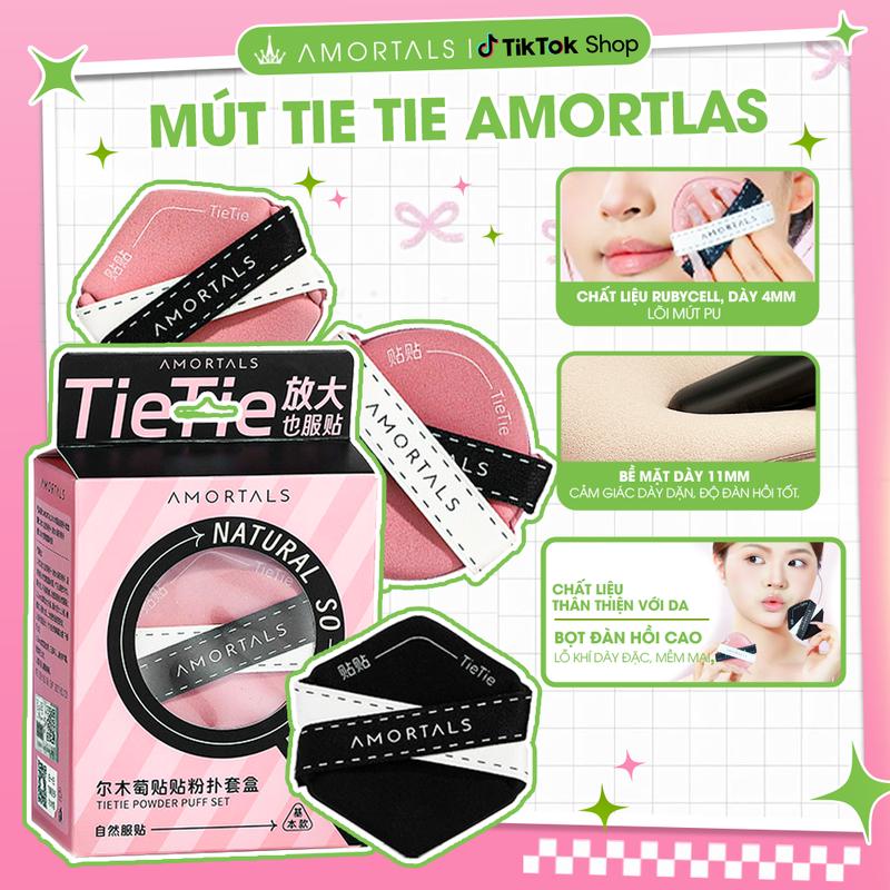 《Amortals.Vietnam》 Bộ 3 Mút Trang Điểm TieTie Amortals Pink & Black Dùng Được Cả Khô Và Ướt Tiện Lợi (Đa Dạng Phân Loại)