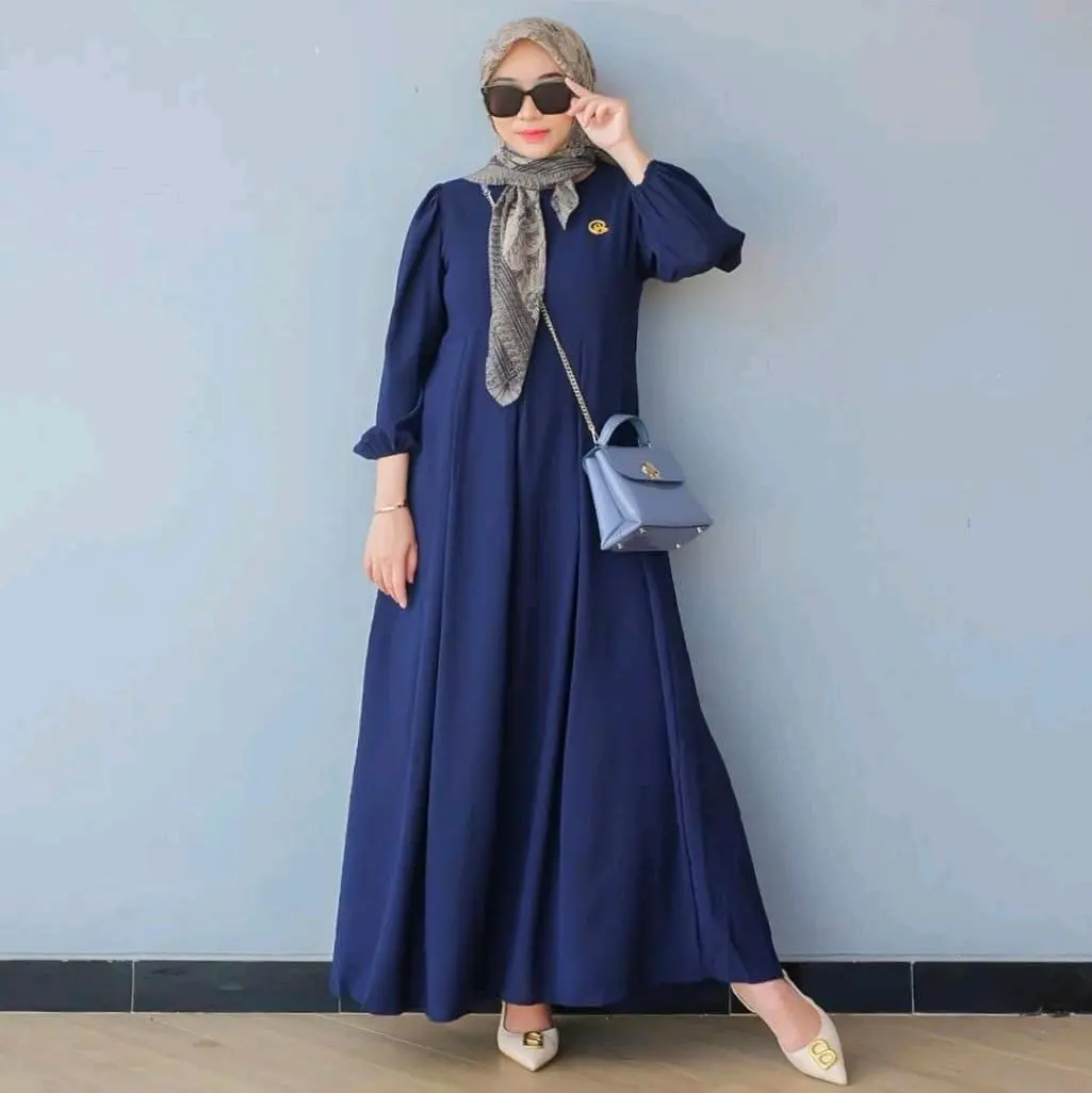 GAMIS KARIN Gamis Polos Gamis Muslim Dress Karin Cringkle Airflow Karet Tangan Panjang Tebal Menyusui Resleting Crinkle Lebaran Nyaman Wanita Remaja Lembut Kondangan