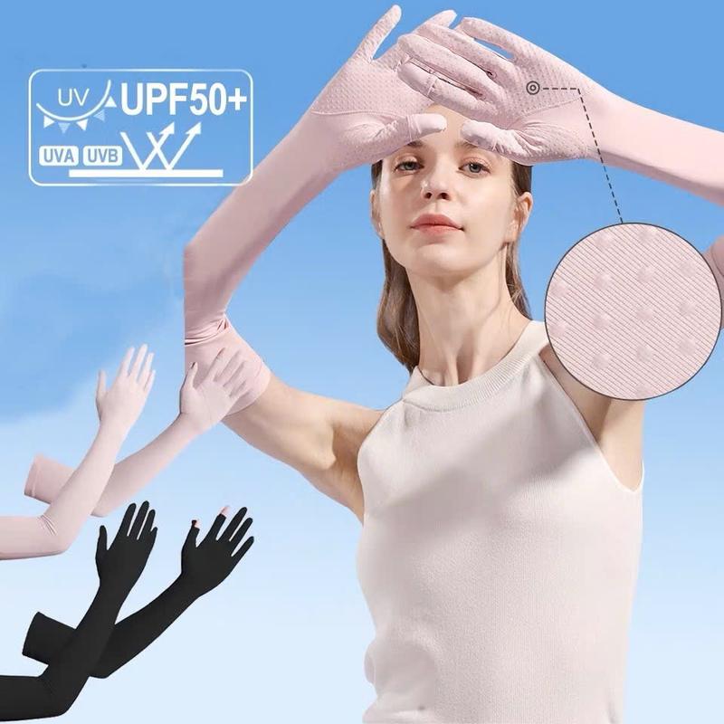 Găng Tay FULL BÀN TAY UPF 50+ Chất Liệu Vải Sợi Lạnh Mềm Mịn Mát