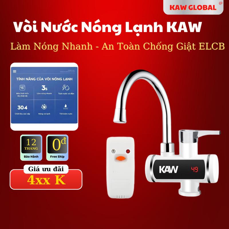  Kaw Máy Nước Nóng Lạnh Trực Tiếp Tại Vòi 3000W Làm Nóng Nhanh 3 Giây An Toàn Chống Giật ELCB Tiết Kiệm Điện Tiện Dụng Dễ Lắp Đặt - Bảo hành 12 tháng 