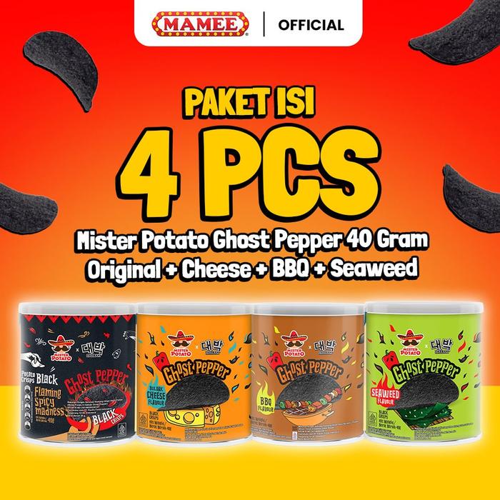 Gambar Mister Potato Crisps Ghost Pepper 40gr All Variant - 4 Pcs dari Mamee Store Kota Bekasi Tokopedia
