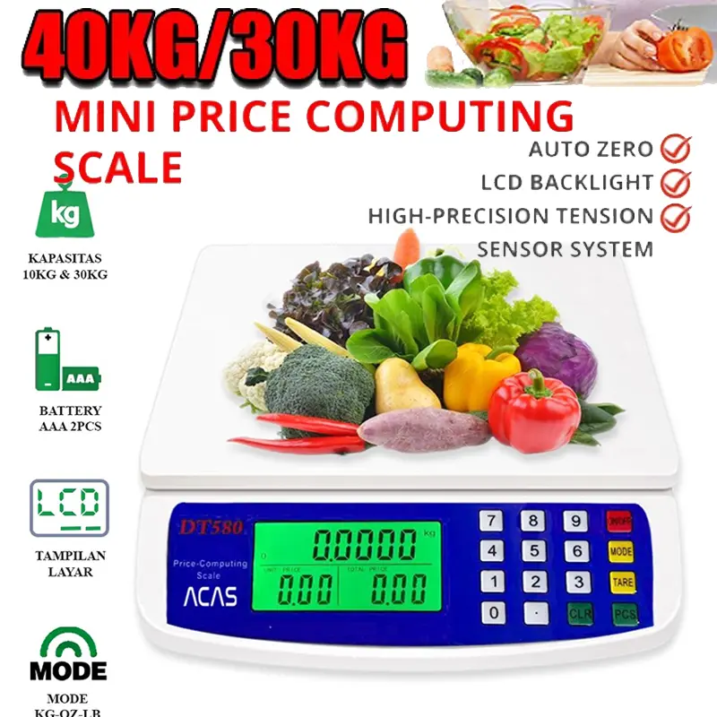 Timbangan Buah 30kg /Digital Computing Scale/Timbangan digital/Electronic scale for fruits, meat and vegetables Timbangan elektronik/Serbaguna-40 KG Kitchenware