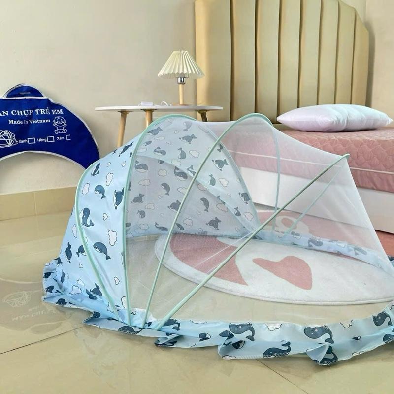 Màn chụp xếp em bé thông minh gấp gọn hoạ tiết đáng yêu - Mùng chụp chống muỗi cho bé từ 0 đến 4 tuổi tiện dụng