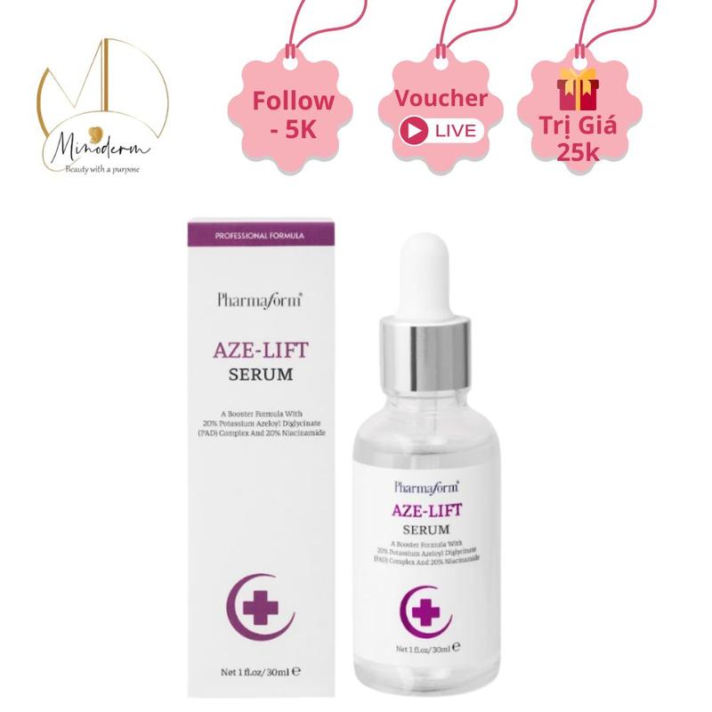 Serum Pharmaform Aze-Lift 20% Azelaic Acid 20% Niacinamide giúp kiểm soát dầu thu nhỏ lỗ chân lông giảm mụn thâm 30m