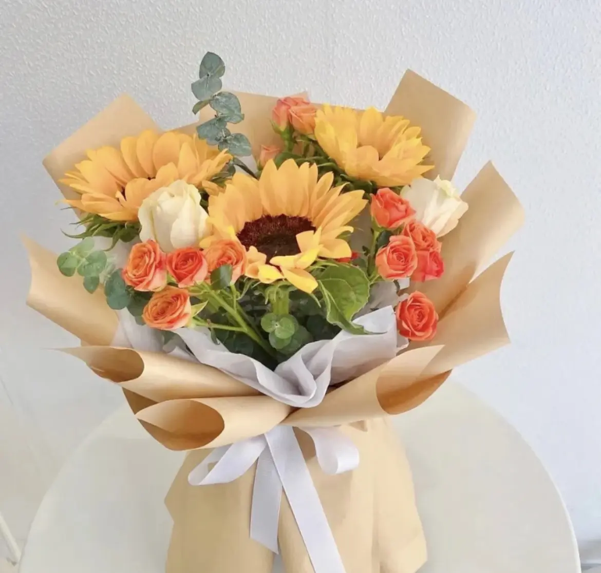Sunflower Orange Rose Flower Bouquet