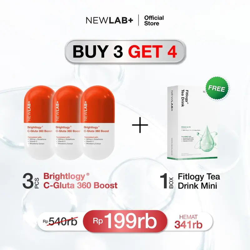 [FREE GIFT WITH PURCHASE] NEWLAB Brightlogy C-Gluta 360 Boost | Suplemen Glutathione | Minuman Glutathione BPOM | Glutathione Kapsul untuk Mencerahkan 50gr 2