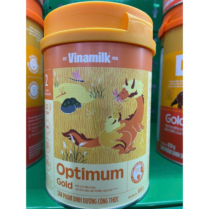 Vinamilk Optimum Gold số 2 400g cho trẻ 6-12 tháng sữa non 24h từ Mỹ chứa kháng thể IgG & lợi khuẩn Bifidobacterium BB-12TM bổ sung Vitamin D3 K Canxi DHA Lutein