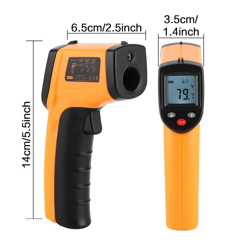 Infrared Thermometer, High Precision Handheld Laser Temperature Gun, Fast Response Instant Read Temperature Measuring Instrument for Kitchen, Outdoor 1