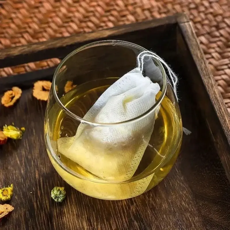 Túi trà không dệt, vật liệu an toàn và tự nhiên, túi lọc trà dùng một lần, niêm phong dây rút, 50 / 100 / 200 chiếc, thích hợp để làm trà, đồ dùng làm trà 3