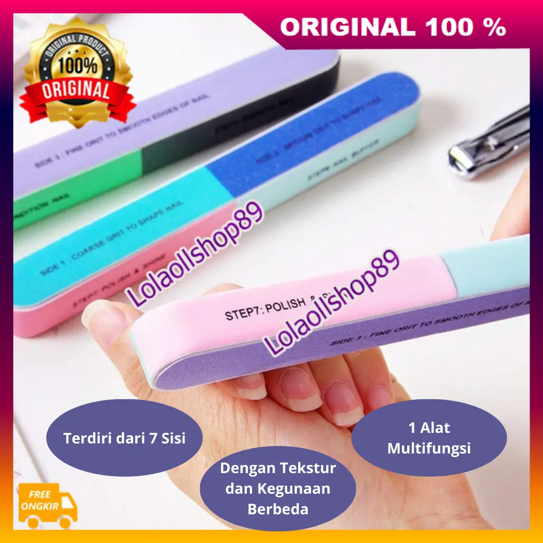BELI 1 GRATIS 2 Alat Amplas Kikir Kuku 7 in 1  Manicure Pedicure Alat Kikir Kuku 7 Sisi Perawatan Pengkilap Kuku