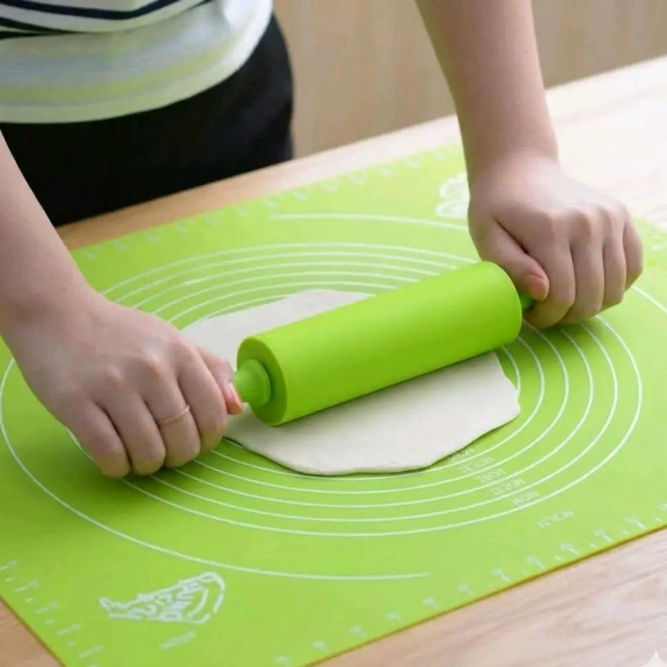 Alas Adonan Kue+Rolling Pin plastik/Paket Hemat Alas Adonan silicon 50x40 Fondant