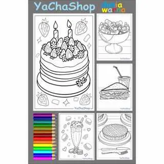 Buku Mewarnai I Kualitas Premium I Ukuran A4 BESAR [isi 40 Gambar] : Food & Beverage 3