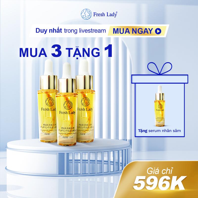 【LIVESTREAM Serum Nhân Sâm Hỗ Trợ Cải Thiện Bọng Mắt, Ngừa Lão Hóa, Giúp Mờ Thâm Nám, Dưỡng Da Đều Màu - 15ml